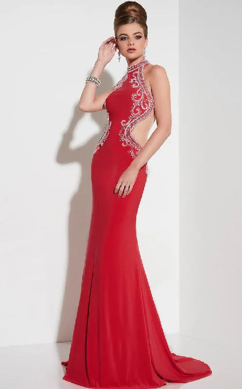 Panoply - Rhinestone Accented Halter Cutout Trumpet Dress 14794SC