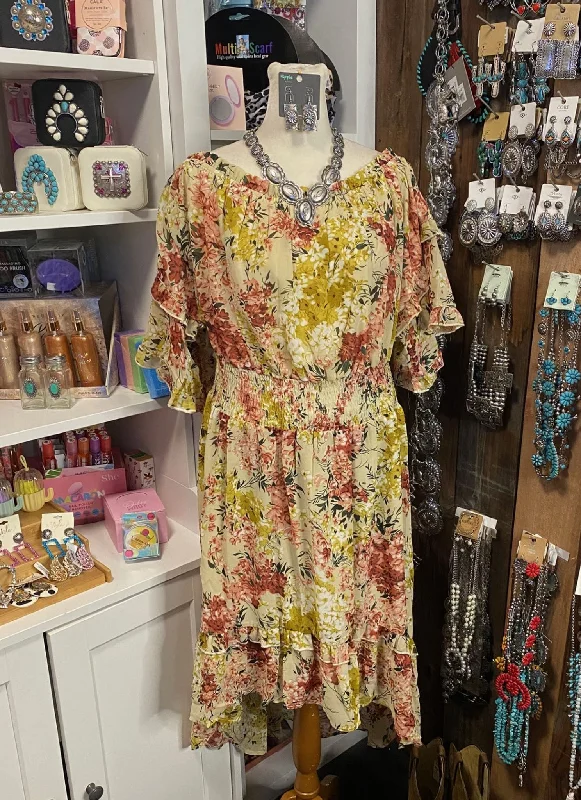 Plus Floral High Low Dress