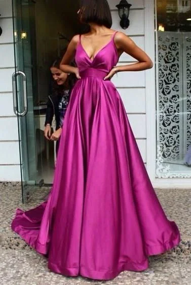 Satin Sweetheart Backless A-Line Prom Dress, PD23030152