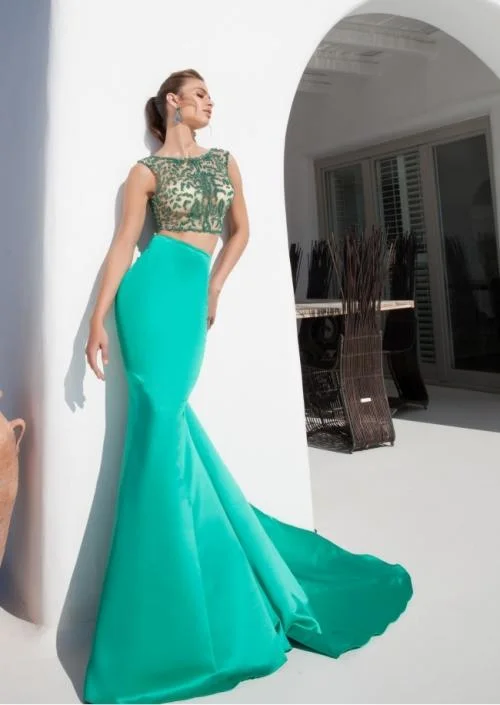 Tarik Ediz - 92643 Jewel Embellished Neck Two Piece Mermaid Gown