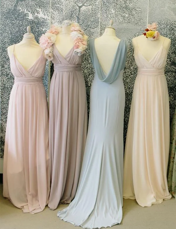 V-neck bridesmaid dress,Simple bridesmaid dress ,Floor-length Bridesmaid dress ,PD88