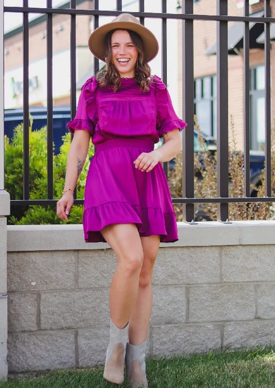 Vondi Pintucked Dress- Magenta