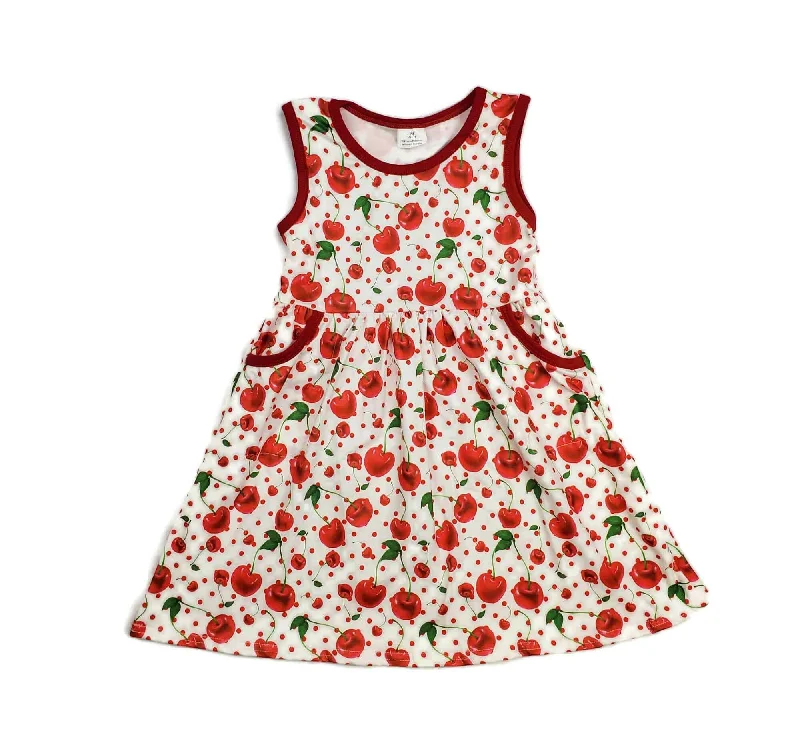 Cherry Pocket Milk Silk Tank Dress