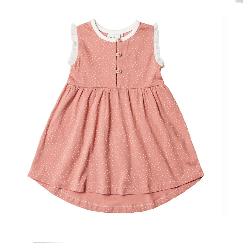 Dots Ruffle Tank Button Dress by City Mouse