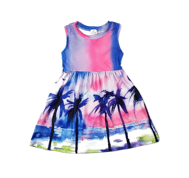 Palm Tree Milk Silk Tank Dress