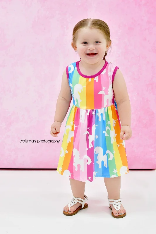 Rainbow Unicorn Milk Silk Tank Dress