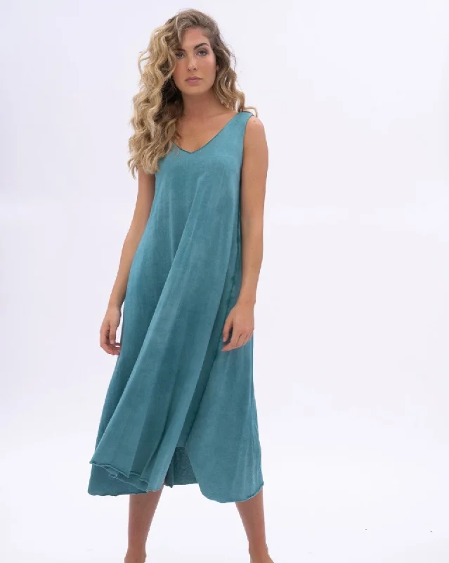 Stonewashed Organic Cotton V-neck Tank Dress