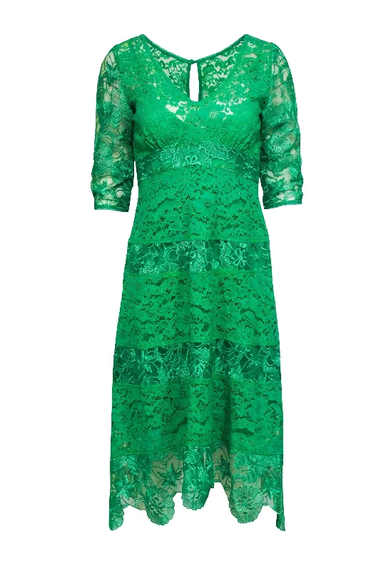 Tracy Reese - Green Lace Crop Sleeve Dress Sz 4