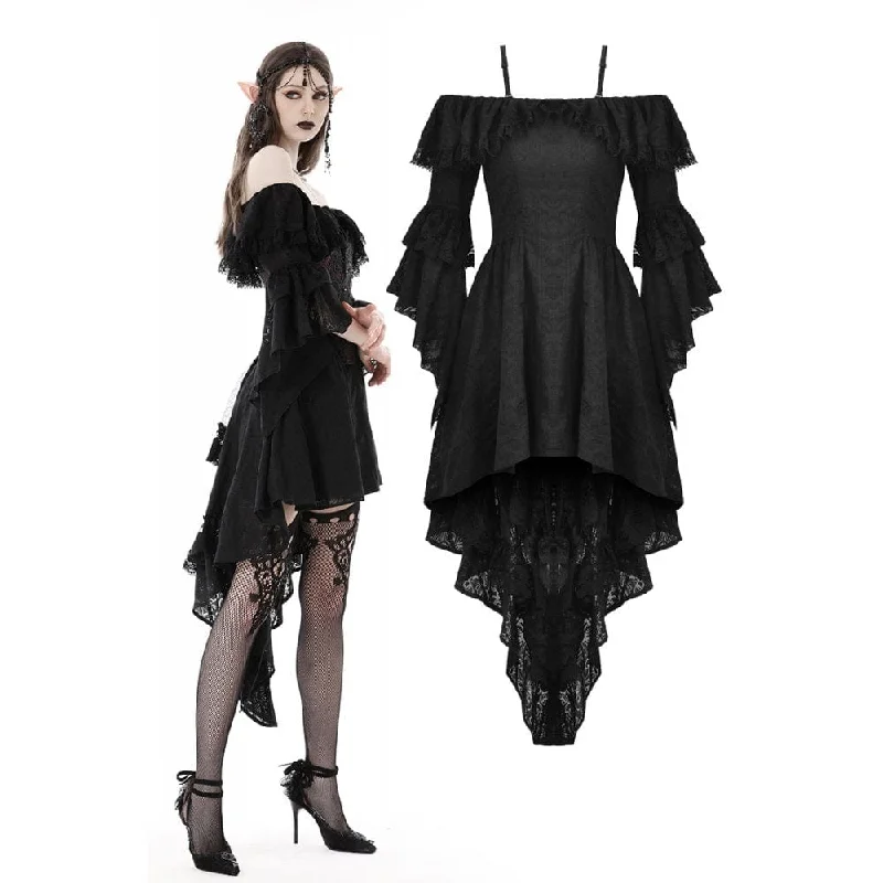 Women's Gothic Irregular Ruffled Lace Splice Dress