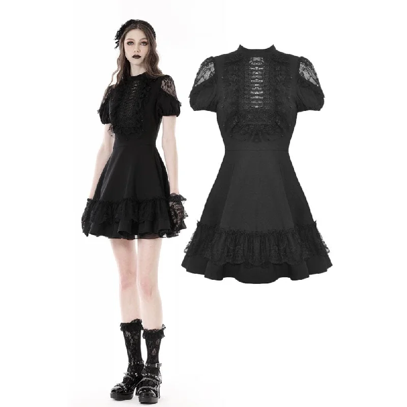 Women's Gothic Lace Splice Draped Dress