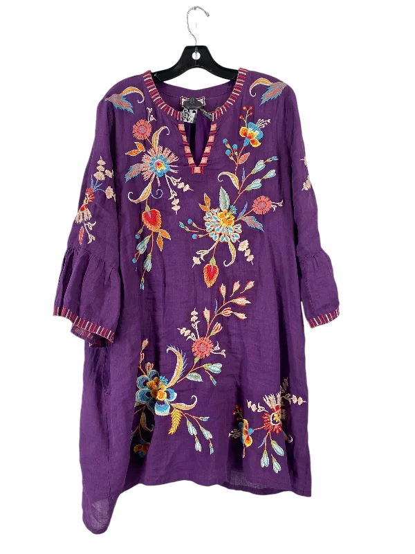 Dress Casual Midi By Johnny Was In Purple, Size: L