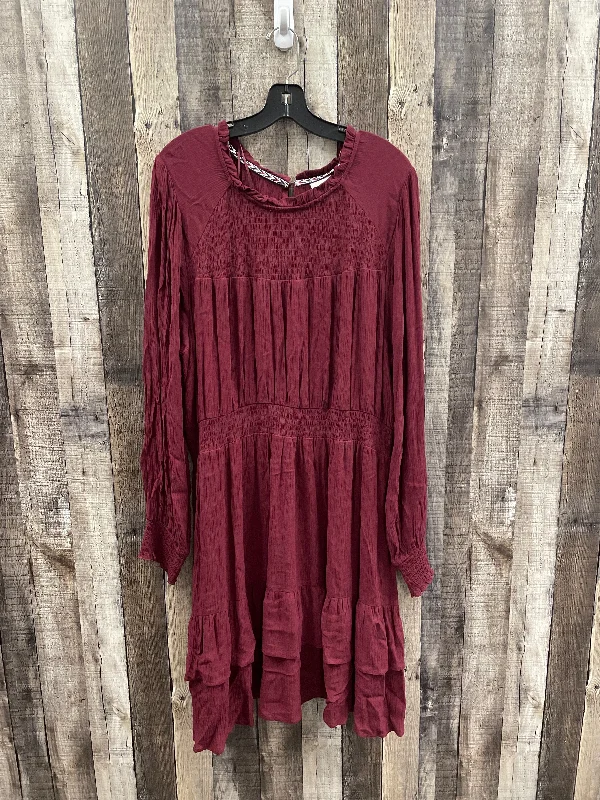 Dress Casual Midi By Knox Rose In Maroon, Size: Xxl