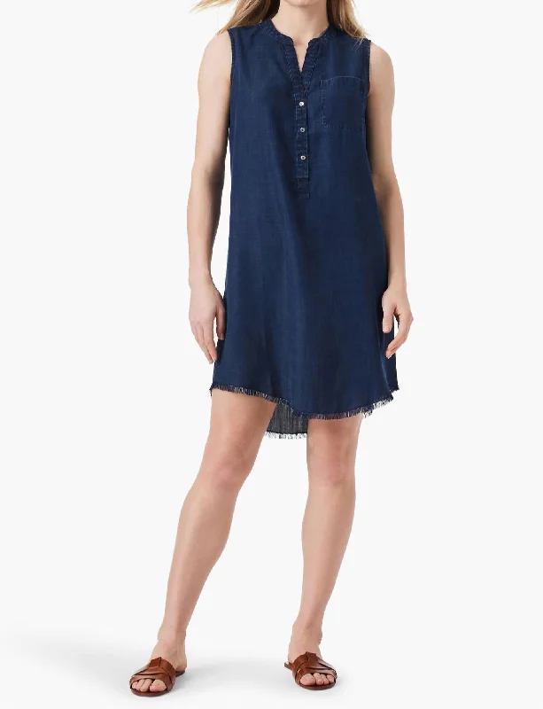 Denim Throw On Dress In Dark Wash