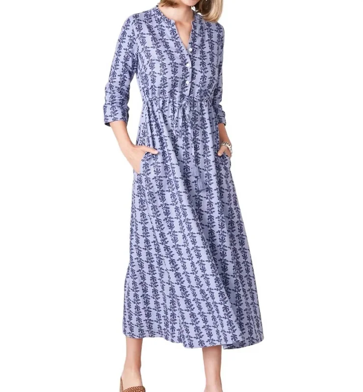 Kennedy Linen Dress In Thistle Denim