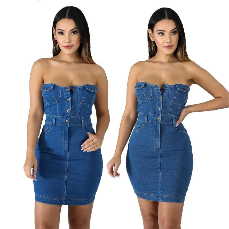 Sexy Women's Off the shoulder denim Dress