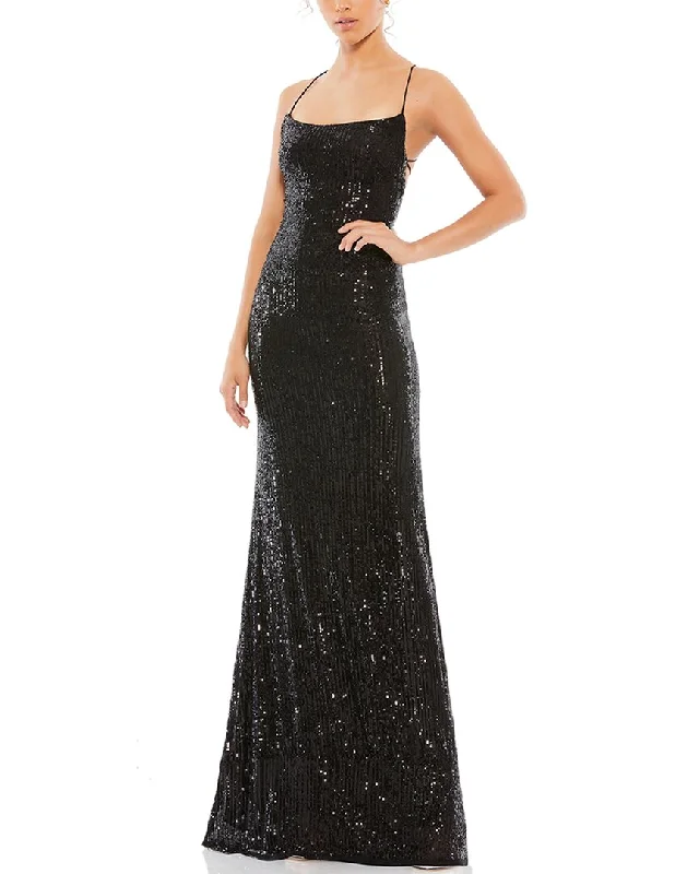 Mac Duggal Sequined Strappy Gown