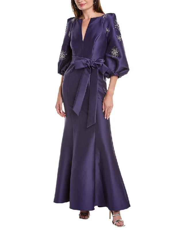 Badgley Mischka Mikado Shirt Gown