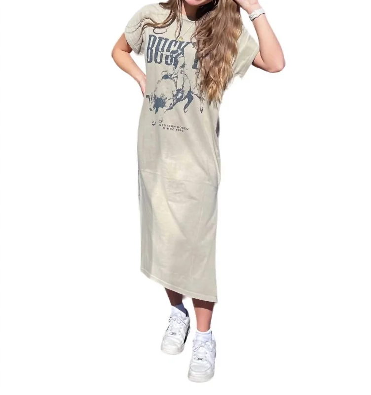 Buck 'em Vintage Graphic T-Shirt Dress In Khaki