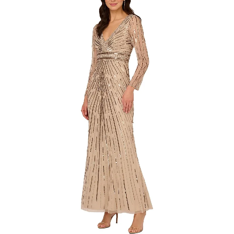 Womens Beaded Sequinced Evening Dress