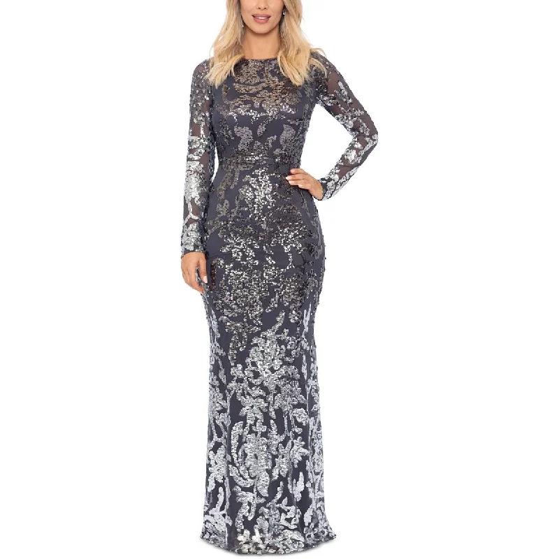 Womens Full Length Sequined Evening Dress