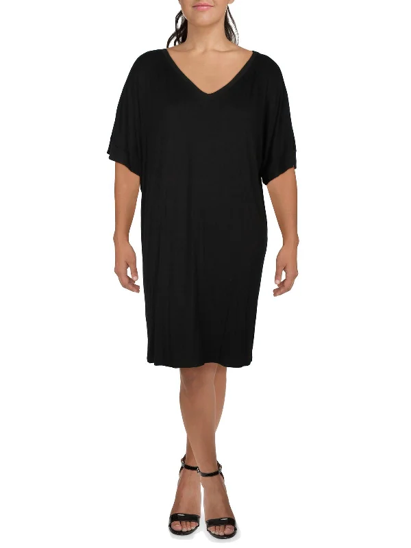 Womens V-Neck Knee-Length T-Shirt Dress